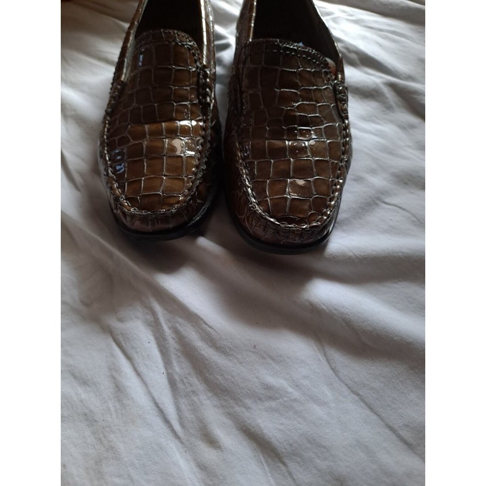 Jenny by ara Brown Leather Penny Loafer Animal Print 7 G Germany Womens Shoes